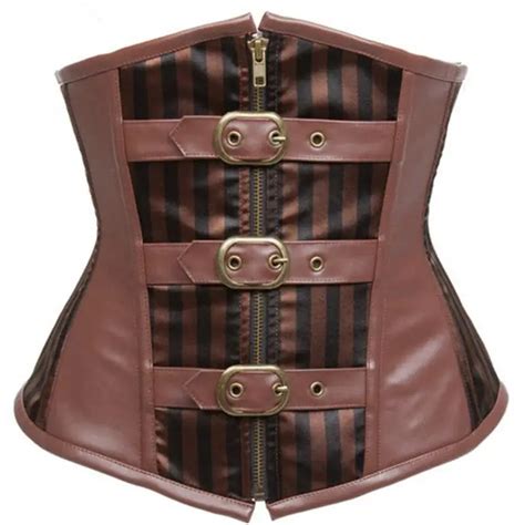 Leather Buckle Zip Cincher Waist Trainer Corset Sexy Underbust Spiral