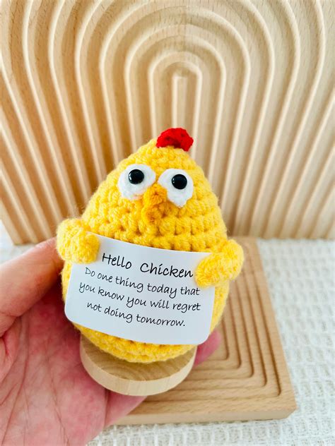 Emotional Support Chicken Cute Crochet Mabel Chicken Personalized Desk Decor Motivational T