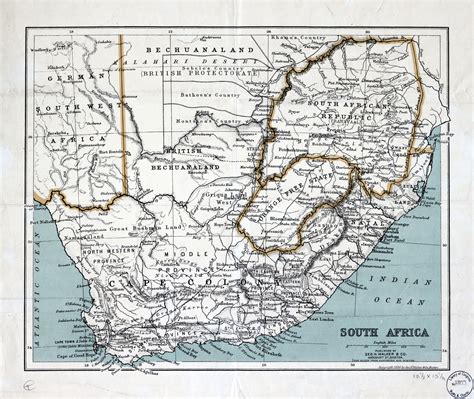 Large Scale Detailed Old Map Of South Africa With Relief And Other