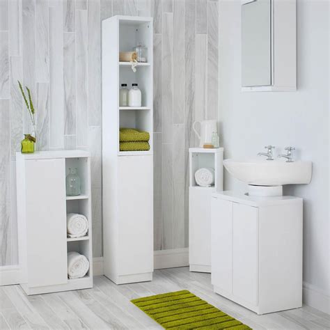 White High Gloss Tall Bathroom Cabinets Semis Online