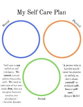 My Self Care Plan Worksheet By Health And PE 101 TPT