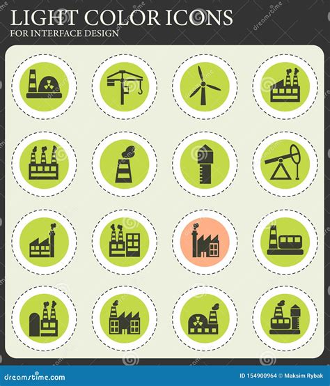 Sistema Del Icono Del Edificio Industrial Ilustración del Vector