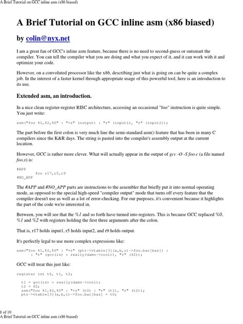 A Brief Tutorial On Gcc Inline Asm Pdf Assembly Language Digital