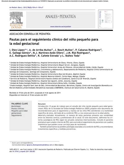 Pautas para el seguimiento clínico del niño pequeño para la edad