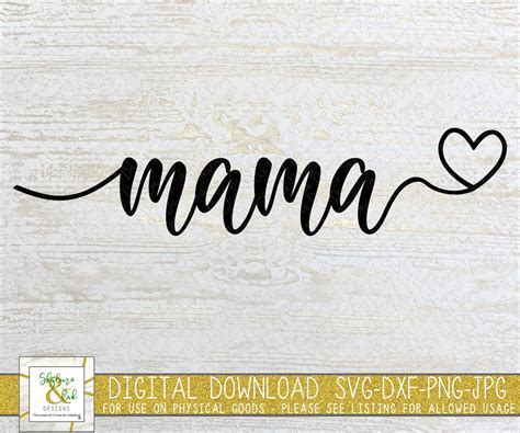 Mama Heart Svg Png Mama With Heart Svg Mothers Day Etsy