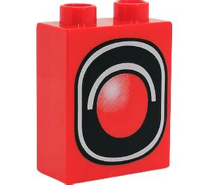 LEGO Red Duplo Brick 1 X 2 X 2 With Traffic Light Without Bottom Tube