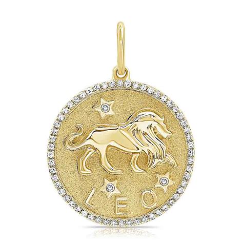 K Gold And Diamond Leo Zodiac Pendant