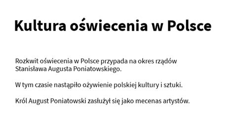 Kultura Polskiego O Wiecenia