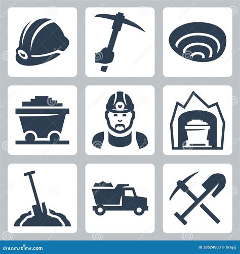 Vector Mining Icons Set Stock Vector Illustration Of Icon