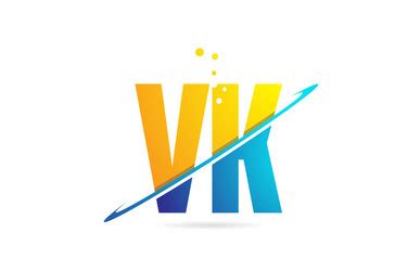 Vk V K Blue Green Combination Alphabet Letter Vector Image