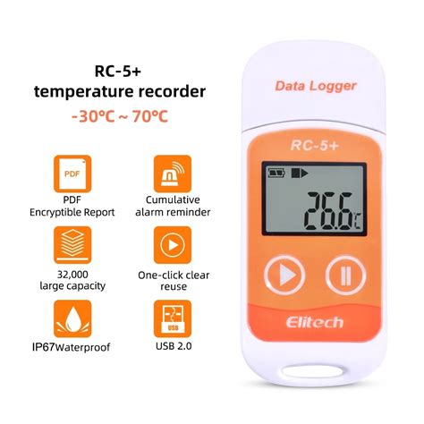 RC 5 External Probe Elitech Temperature Recorder 32000 Points Digital