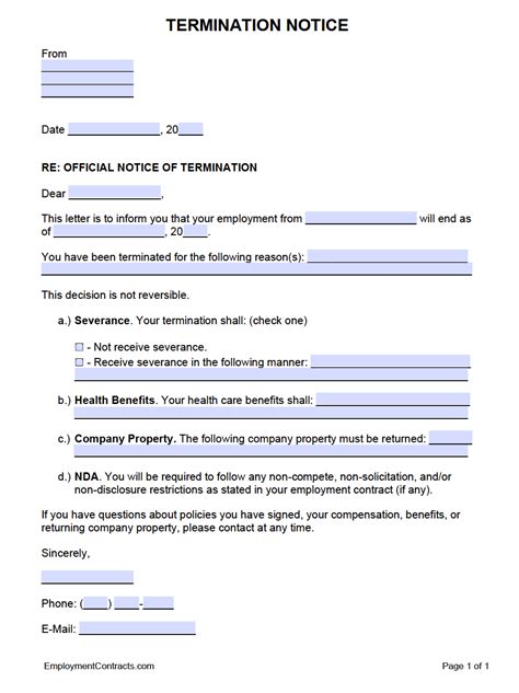 Printable Employee Termination Form Pdf Printable Word Searches Hot