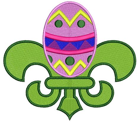 Fleur De Lis Easter Egg Filled Machine Embroidery Digitized Design Pat