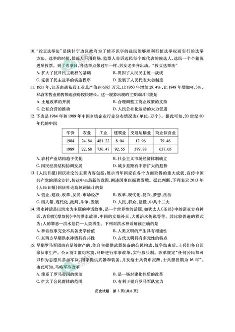 安徽省江淮十校2024届高三上学期第二次联考历史试卷（图片版，含部分解析） 正确云资源