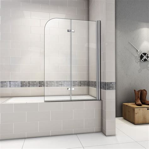 Mamparas de Bañera Plegable Biombo de Baño Abatible 6 MM Cristal