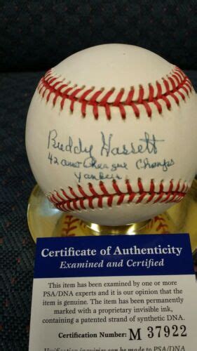 Buddy Hassett Autographed Al Brown Baseball Psa Authenticated Ebay