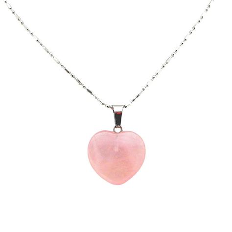 Colar Pingente Pedra Natural Quartzo Rosa Prateado Elo