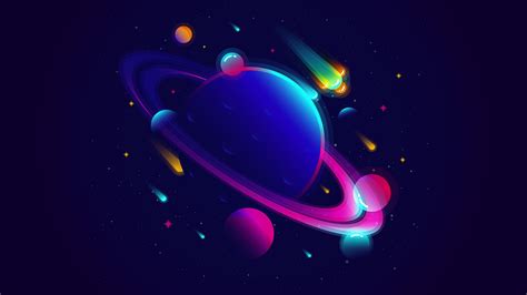 Blue Saturn Planet Wallpaper