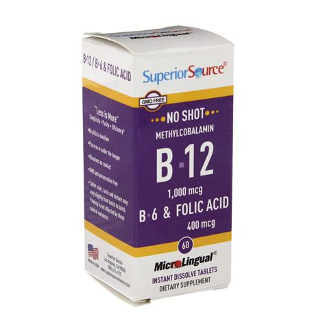 Superior Source B 12 1000 Mcg B 6 And Folic Acid 400 Mcg Instant Dissolve Tablets Shop Vitamins