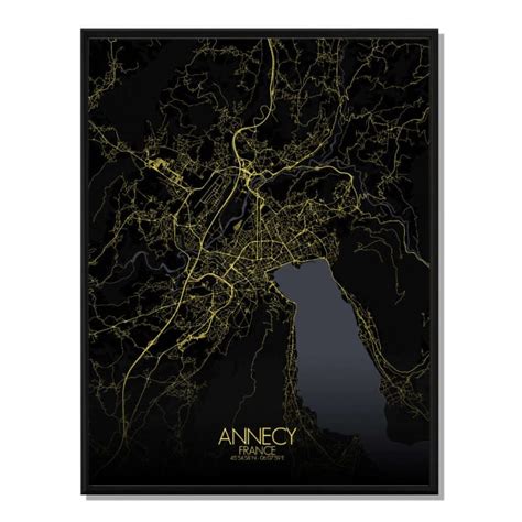 Poster Annecy Mappa Di Notte 40x50 Maisons Du Monde