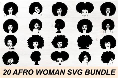 Afro Woman Curly Hair Svg Bundle Graphic By Bdb Graphics · Creative Fabrica