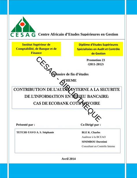 Pdf Centre Africain Detudes Sup Rieures En Gestionbibliotheque Cesag