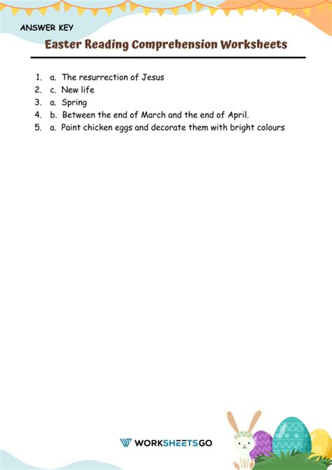 Easter Reading Comprehension Worksheets WorksheetsGO