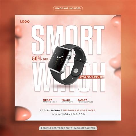 Premium Psd Smart Watch Promotion Social Media Post Template