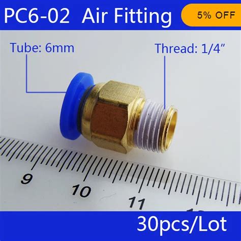 Free Shipping HIGH QUALITY 30pcs 6mm To 1 4 Pneumatic Connectors Male