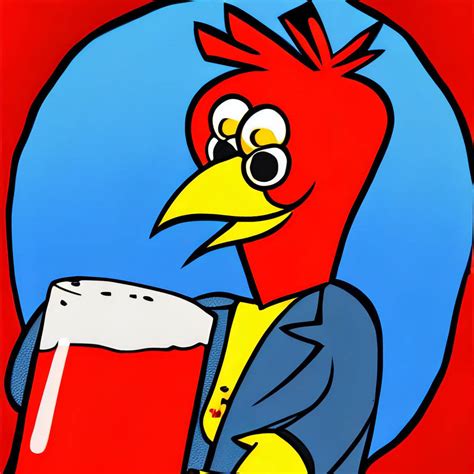 A Red Bird Drinking A Beer By Grumpyoldman51 On Deviantart