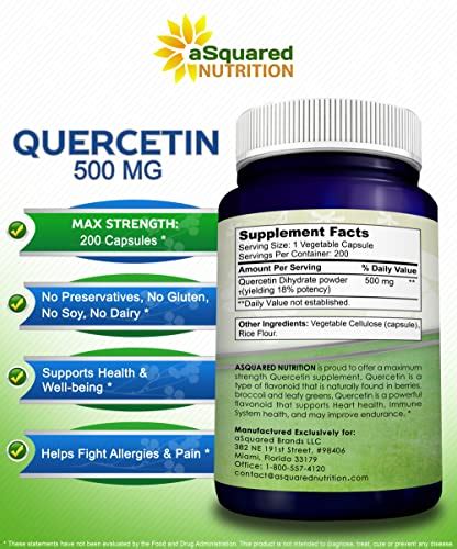 Asquared Nutrition Quercetin Mg Supplement Capsules