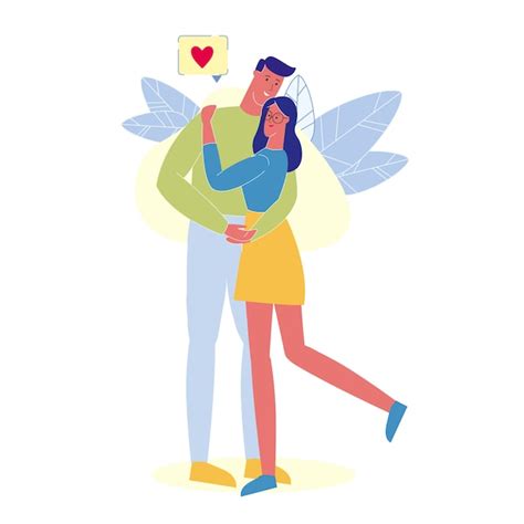 Premium Vector People In Love Hugging Flat Vector Illustration