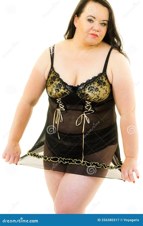 Plus Size Woman In Lingerie Tunic Stock Image Image Of Nightgown Sensual