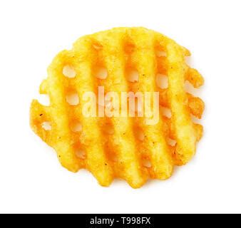 Close Up Background Of Crinkle Cut Crispy Golden Fried Potato Chips