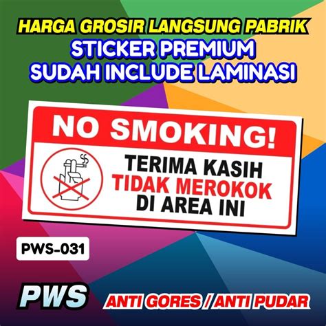 Jual Stiker 30x40 Safety Sign Terima Kasih Tidak Merokok Di Area Ini K3