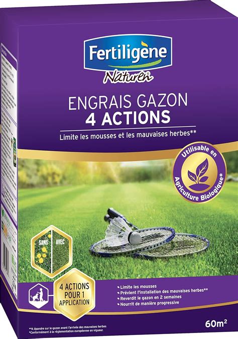 FERTILIGENE Engrais Gazon 4 Actions 2 45kg 60m² Amazon fr Jardin