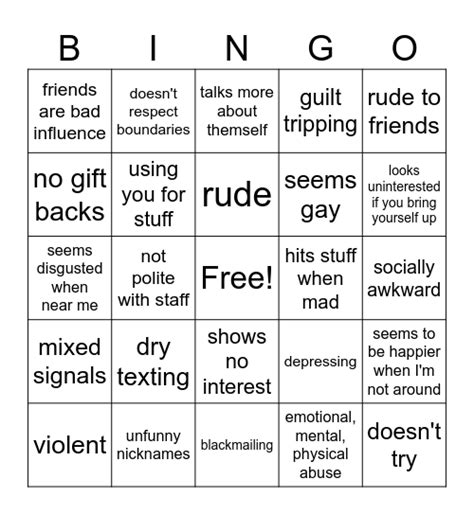 Red Flag Bingo Card