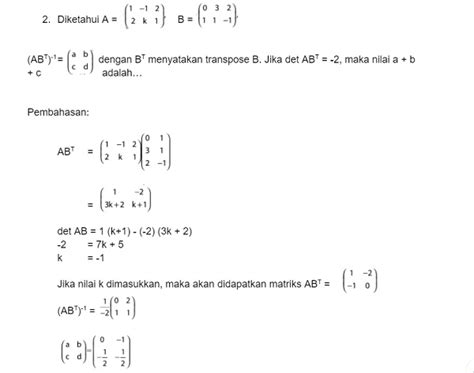 Transpose Matriks Pengertian Sifat Contoh Soal Dan Pembahasannya