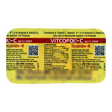 Vitcofol C Injection Combi Ml Price Composition Generic