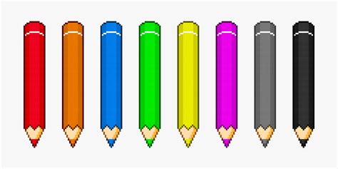 Set of colorful pencils in pixel art style 5585288 Vector Art at Vecteezy