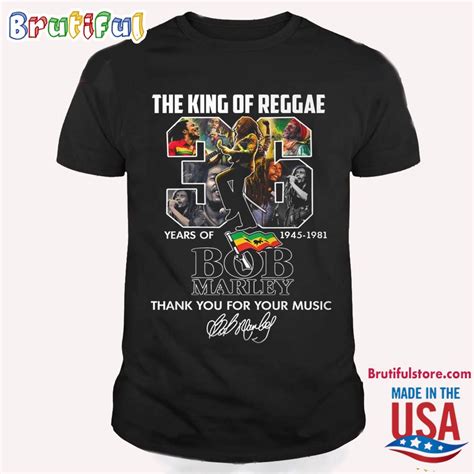 Bob Marley T Shirt The King Of Reggae Years Of Bob Marley