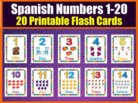 Spanish Numbers Flash Cards For Early Years To Learn Numbers And Practice