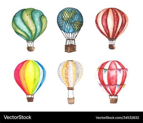 Set Vintage Hot Air Balloon Royalty Free Vector Image
