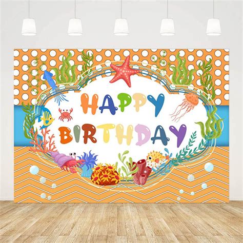 Buy ABLIN 7x5ft Happy Birthday Backdrop Under The Sea Party Decorations