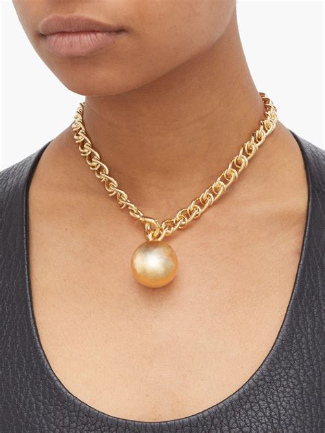 Bottega Veneta Ball Karat Gold Plated Necklace In Metallic Lyst