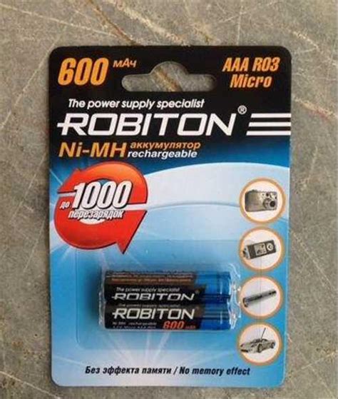 Аккумулятор AAA 600mAh 1.2V Robiton | Festima.Ru – частные объявления