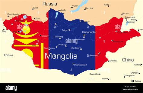 Vector Map Of Mongolia Country Colored By National Flag Stock Photo Alamy