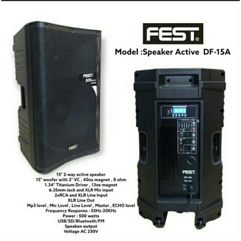 Jual Speaker Aktif Fest Df 15a Df15a 15 Inch Original Shopee