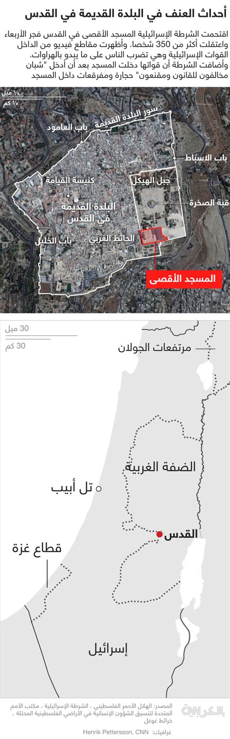 بعد اقتحام الشرطة الإسرائيلية المسجد الأقصى للمرة الثانية خريطة توضح