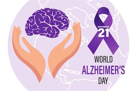 Bandera Del D A Mundial Del Alzheimer Cinta De Conciencia P Rpura Y